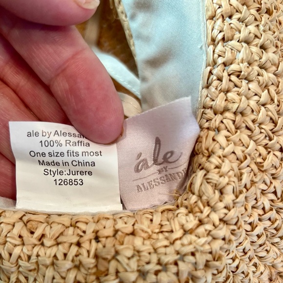 Ale by Alessandra Arabella Raffia Feather Beaded Cowboy Hat UPF 40 Tan One Size - Picture 10 of 11